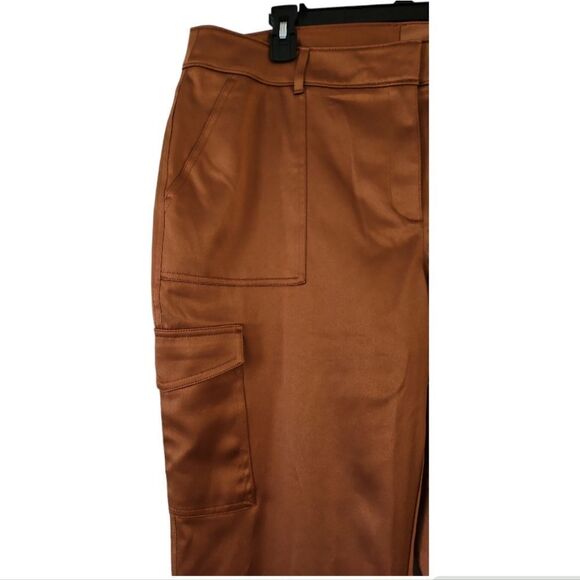 Chicos Satin Ankle Cargo Pants In Golden Brown Women's Size 3 16 - Picture 9 of 12